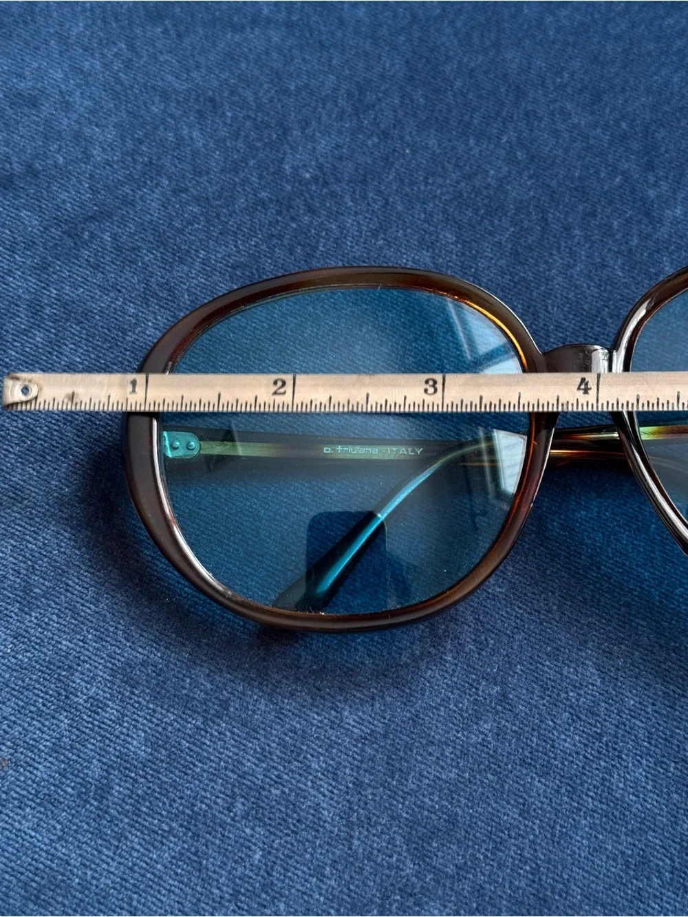 Vintage Italian O. Friulana  Oversized Blue tint Sunglasses.